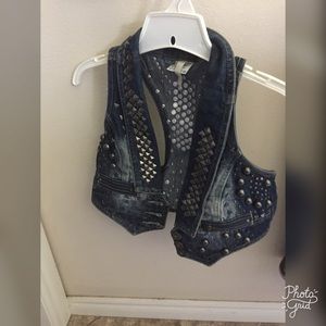 Denim studded vest